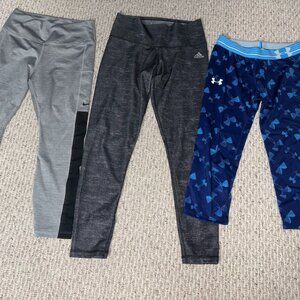 Lot of 3 Nike Adidas Under Armour Legging Pants Size S Excellent